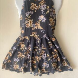 Kimchi Blue -  Gray Floral Halter Romper  babydoll romantic coquette beachy